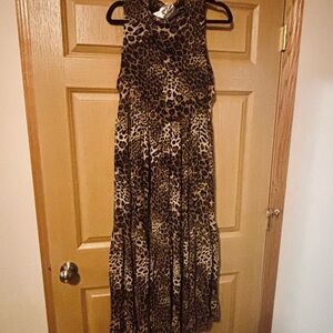 Tribal Leopard Print Dress in Tan and Black